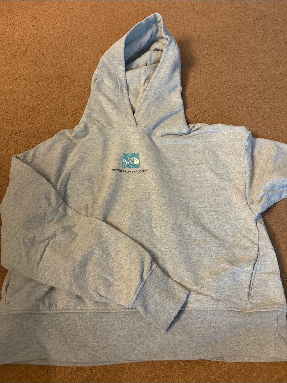North Face Grey Cropped Hoodie with pockets